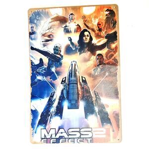 Mass Effect 2 Tin Sign 12×8 Sci‑Fi Game Art Normandy Metal Wall Decor
